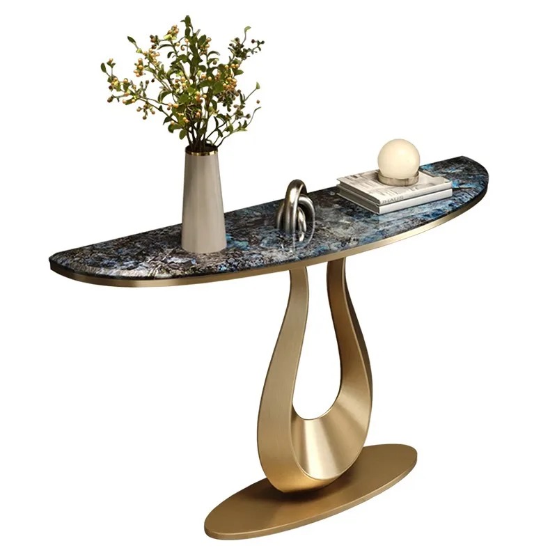 

Italian light luxury rock slab, entrance entrance table, villa wall view table, modern simple case table, long entrance table
