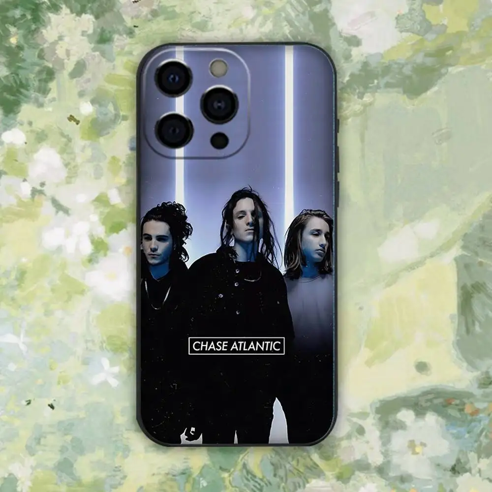 حافظة هاتف C-Chase Atlantic Music Group لهاتف iPhone 16e,16,15,14,13,12,11,Pro,X,XS,Max,XR,Plus,Mini Soft Black Cover