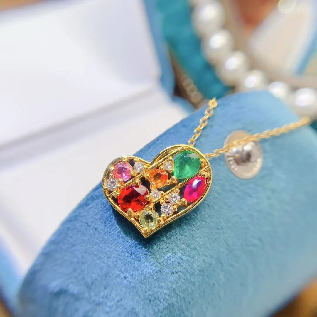 KJJEAXCMY High End Women's Pendant Natural Sapphire S925 Silver with Electroplating Boasting High Clarity Full Brilliance