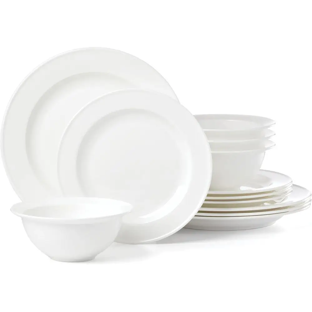 

Dinnerware Set, Studio 1414 Rimmed 12-Piece Set, Service or 4, Bone China Material, Dishwasher & Microwave Sae, Home And Kitchen