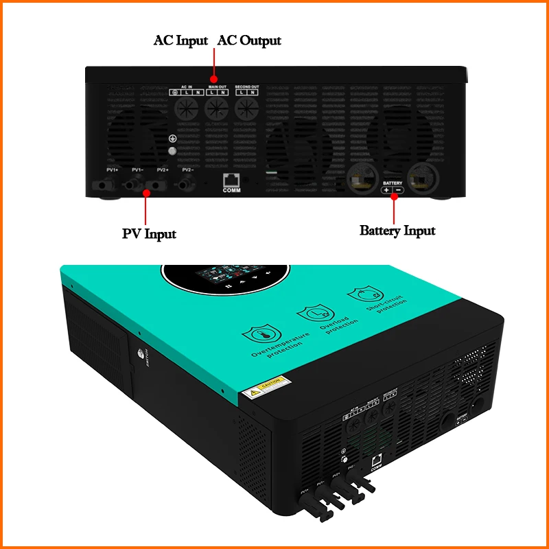 10200W On-Grid/Off-Grid Pure Sine Wave Hybrid Inverter Built MPPT 160A Charge DC 48V 230VAC Daul PV InPut for Solar Panel System