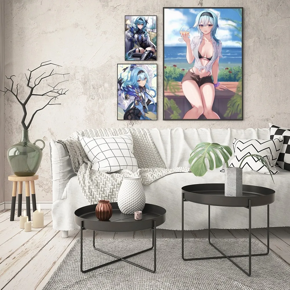 1pc Eula Lawrence Genshin Impact Anime girl Poster Good Quality Prints Vintage Room Home Cafe Decor Aesthetic Art Wall Painting