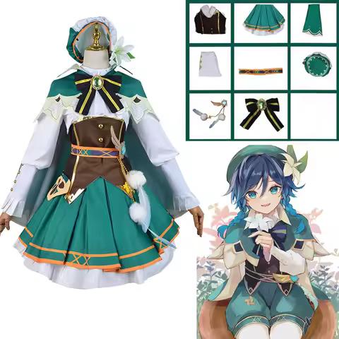 Anime Game Genshin Impact Venti Barbatos Cosplay Costume Uniform Wig Halloween For Women Wendi Windy