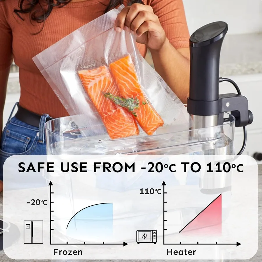 Sacchetti sottovuoto per alimenti Quart 8x12 100 pezzi Sigillano una borsa per pasti Sacchetti per risparmiare alimenti Sacchetti Sous Vide Pretagliati Spessi BPAFree Testurizzati Hea