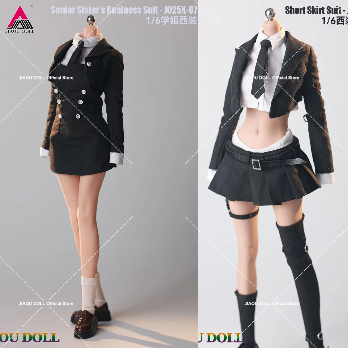 

JO25X-06 JO25X-07 1/6 Girl Black Short Suit Skirt Clothes Model Fit 12'' JOQ-21D Asian Female Soldier Action Figure Body Dolls