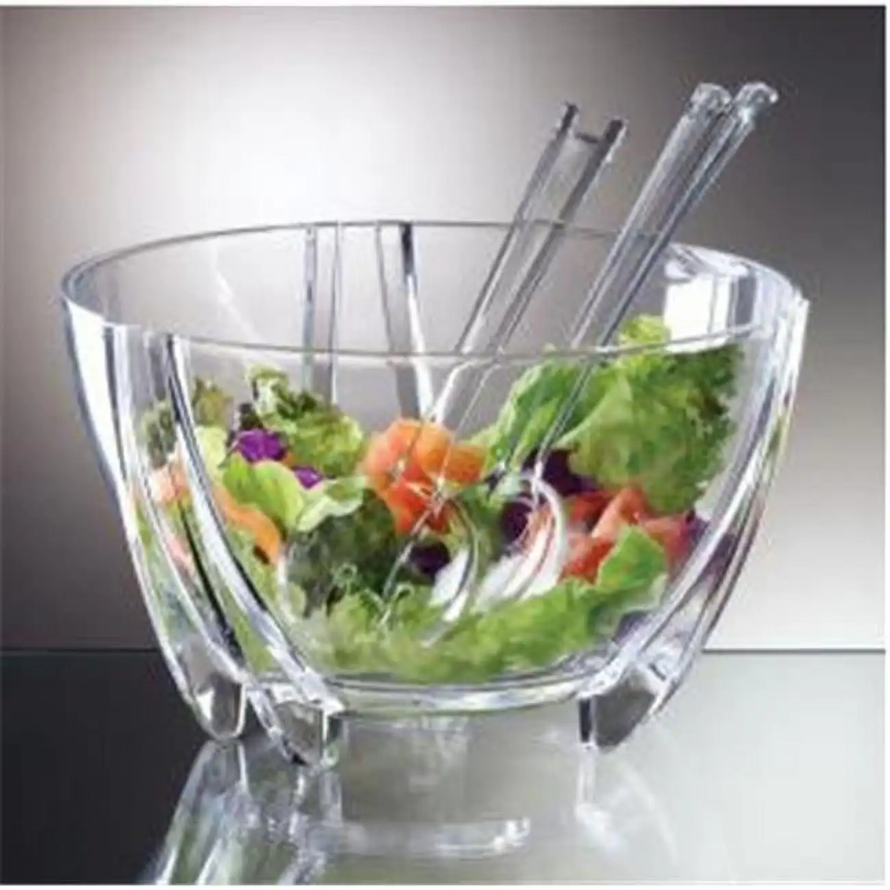 

Prodyne Acrylic Salad Bowl with Servers, Clear