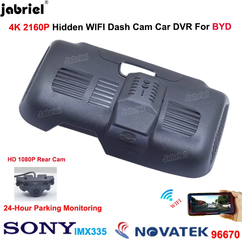 Ultra HD 4K 2160P WiFi Car DVR Video Recorder 24H Dedicated Dash Cam For BYD Tang EV /DM-i / DM-p 2018 2019 2020 2021 2022 2023