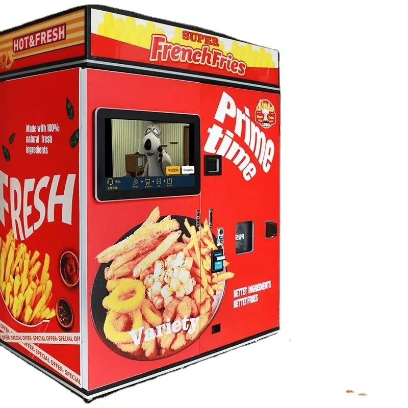 Customize Quality Snack Food French Fries Vending Machine Price 35 Seconds Small Size Fry Potato Chip Vending Machine Outdoor