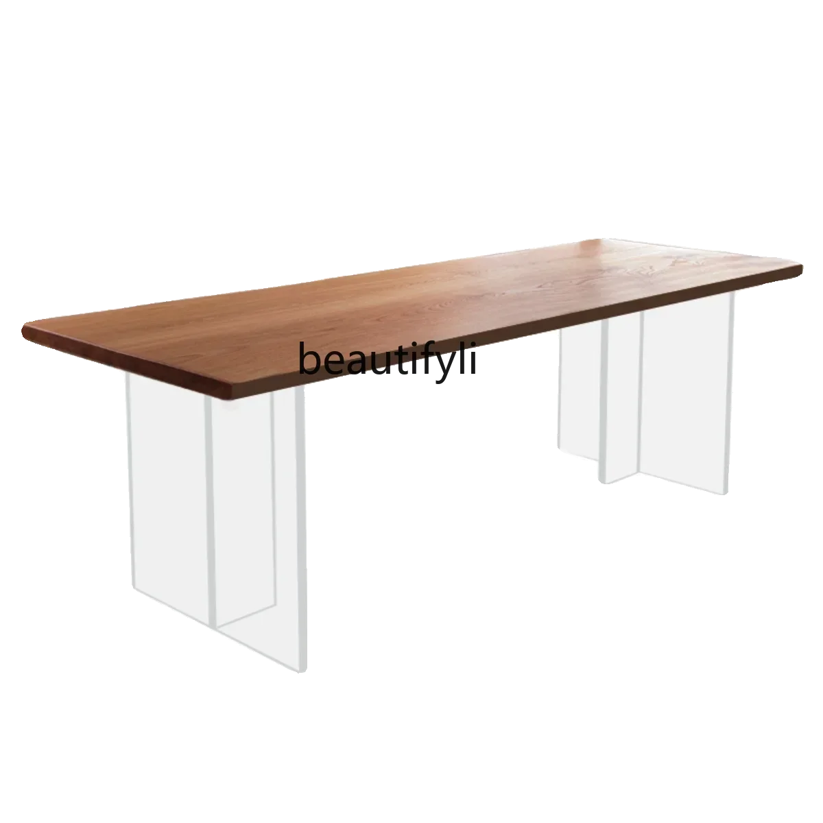 

Q181 Chinese Style Walnut Solid Wood Dining Table Home Living Room Retro 1.6 M Long Acrylic Suspension Dining Table