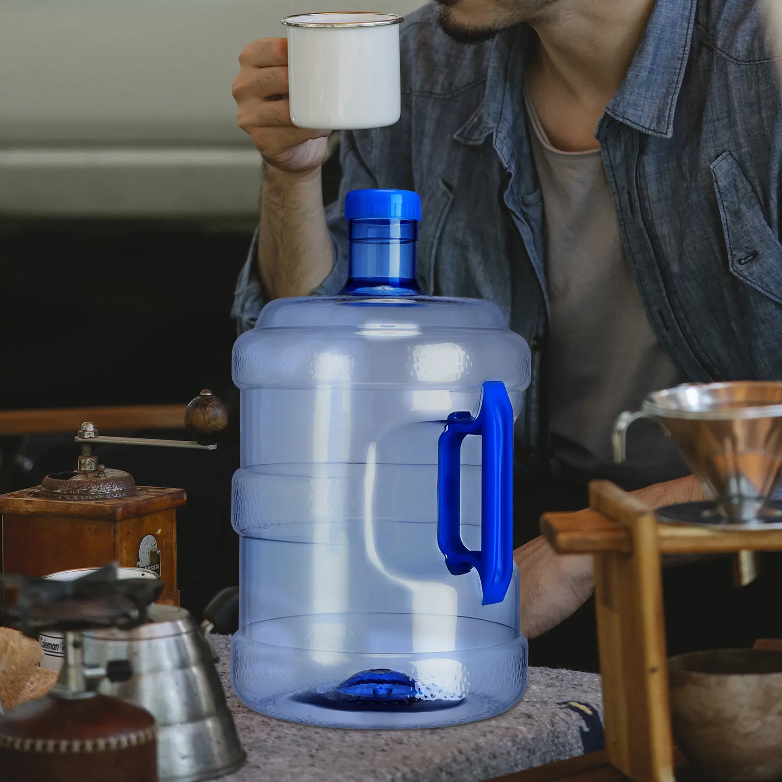 

10L Water Jug Plastic Container Embedded Handle Portable Large Capacity for Camping Office Outdoor Use Water Jug