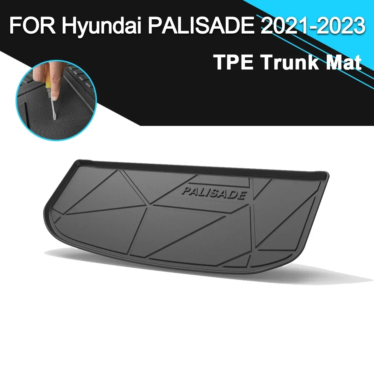 

Car Rear Trunk Cover Mat Rubber TPE Waterproof Non-Slip Cargo Liner Accessories For Hyundai Palisade 2021-2023