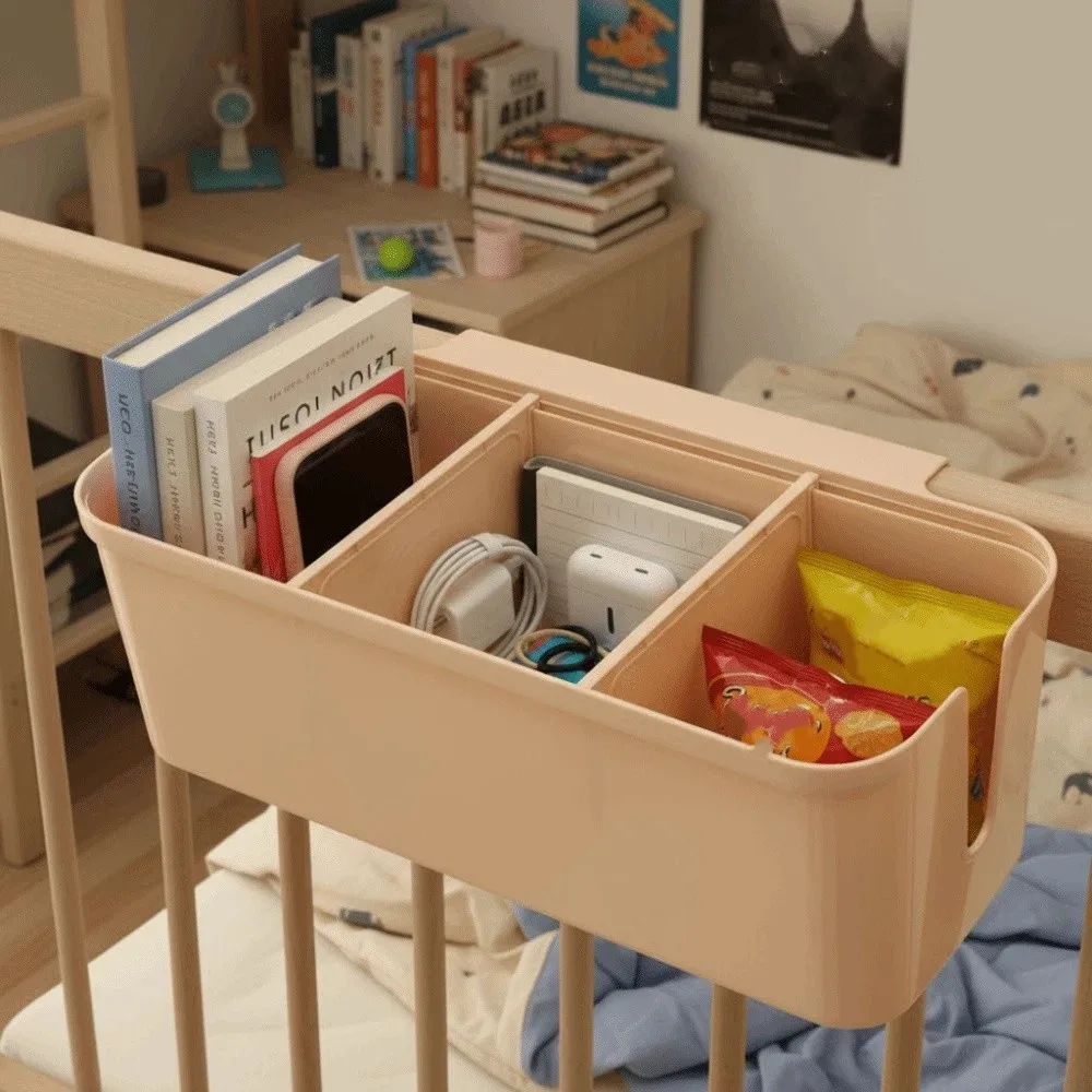 

Multi Purpose Large Capacity Bedside Storage Rack Partition Adjustable Bed Hanging Bag Plastic Night Stand Shelves Bedroom
