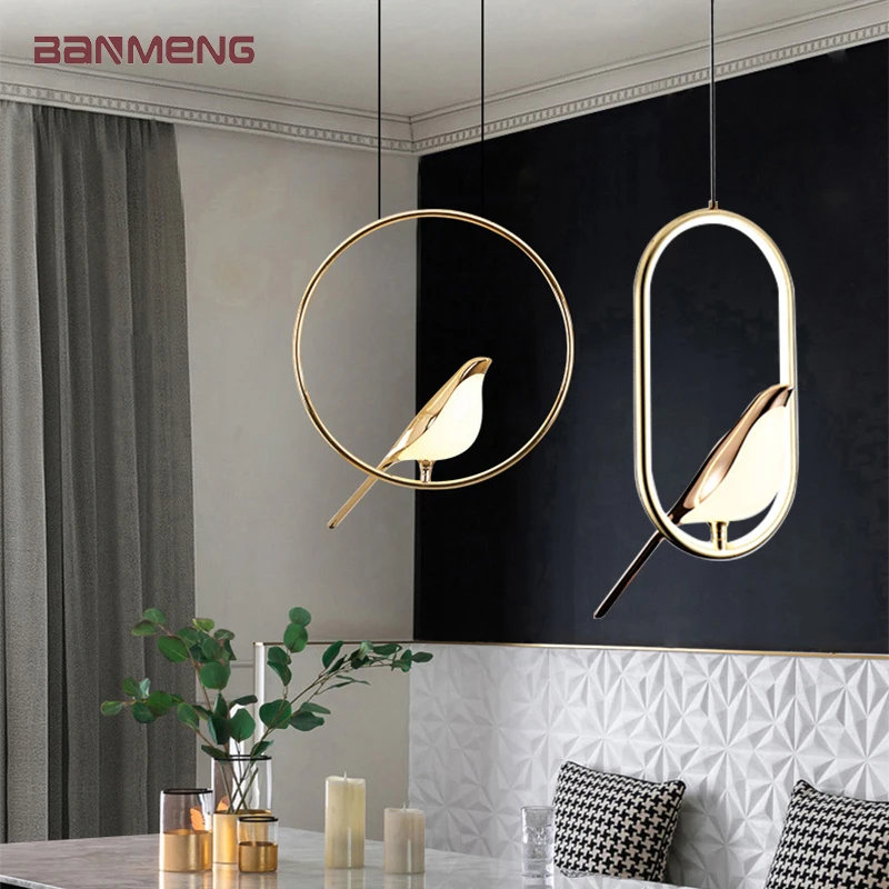 Nordic Modern LED Pendant Lights, Magpie Bird Chandeliers, Iluminação interior, Quarto, Cozinha, Sala de estar, Decoração de casa
