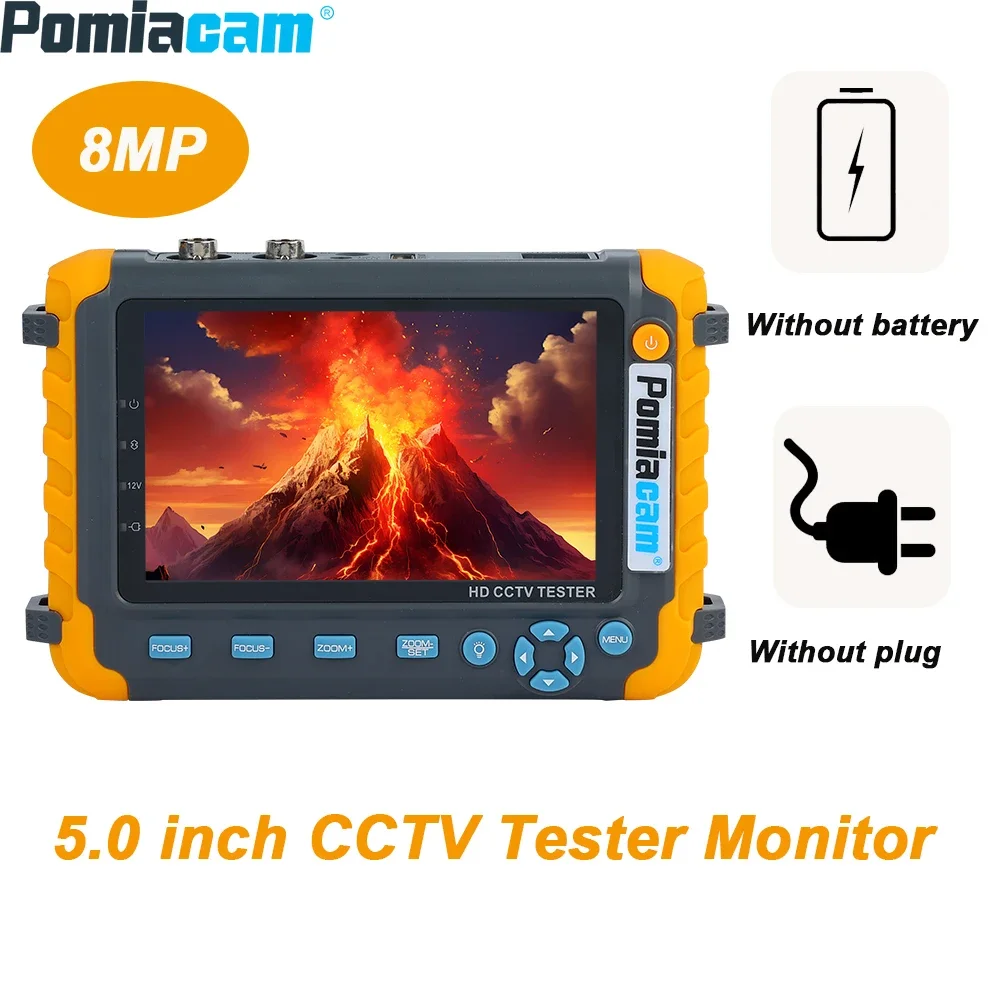 IV8W CCTV Tester 5.0 Inch Monitor CVBS 8MP AHD/CVI/TVI 4-In-1 Camera Tester Portable Tester Support PTZ Audio VGA HDMI Input