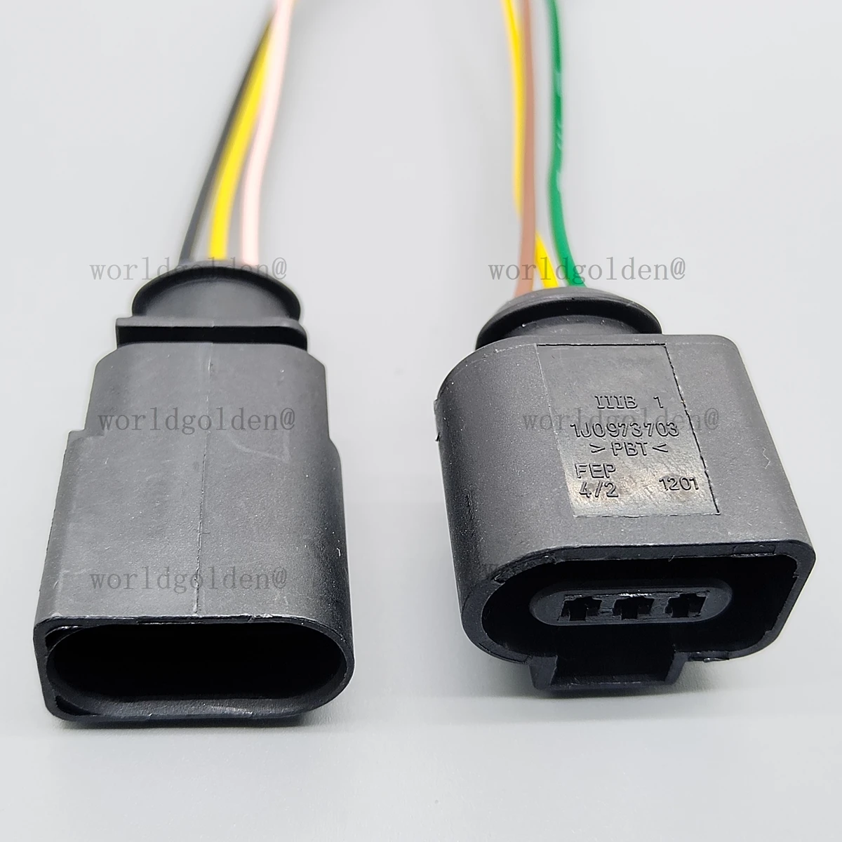 1J0973803 1J0973703 3-Pin Automotive Connector Plug with Pre-Wired Cables for Universal Vehicles, waterproof and durable