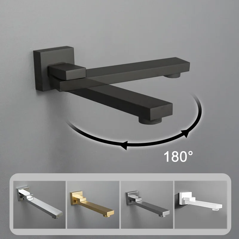 

Brass Faucet Outlet Wall Mounted Basin Tap Spout Bathtub Shower Faucet Free Rotate Round Square Folding Spout Chrome Black Gold