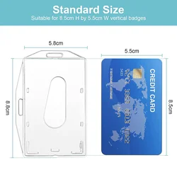 1pcs Hard Plastic Transparent Card Case Holder Work Card Id Badge Holder Double-Sided Card Vertical Clear Id Card Cover Shell