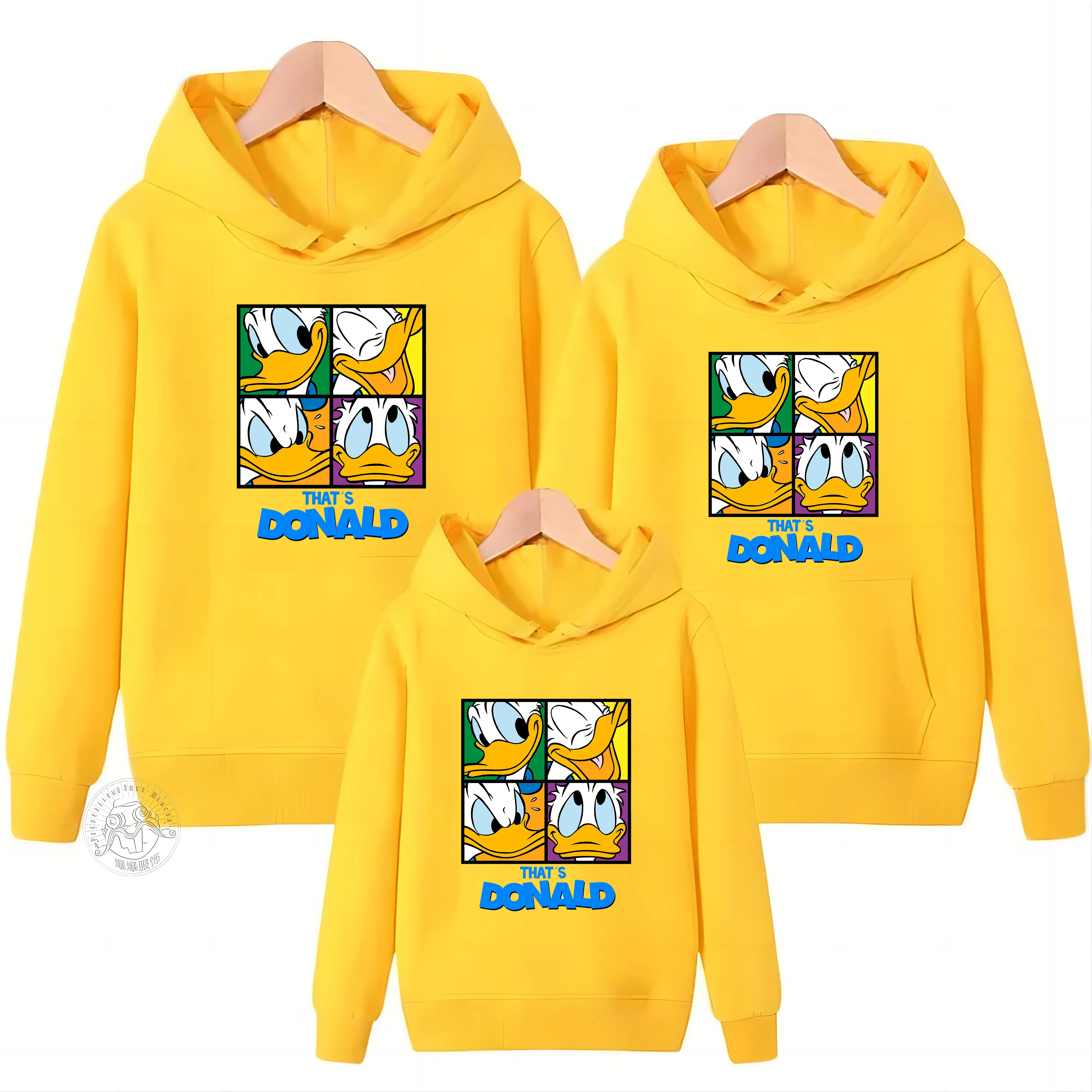 Hoodie family hoodie hoodie men and women the same spring and autumn sportswear cartoon printed graffiti Donald Duck casual