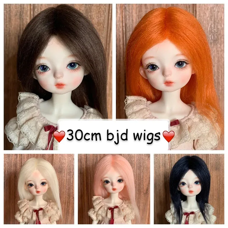 30cm Bjd peruka zarodek 21 kolor peruki dla lalek Bjd DIY fryzura czarny długie proste włosy dla dziewczyny Ob11 1/6 1/4 Bjd zabawki akcesoria