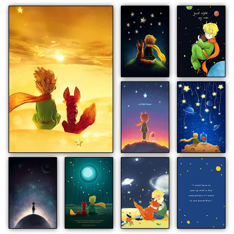 New The Little Prince Home Decor Modern Cartoon Wall Art Poster Living Room Bedroom Wallpapers Interior HD Print Canvas Painting