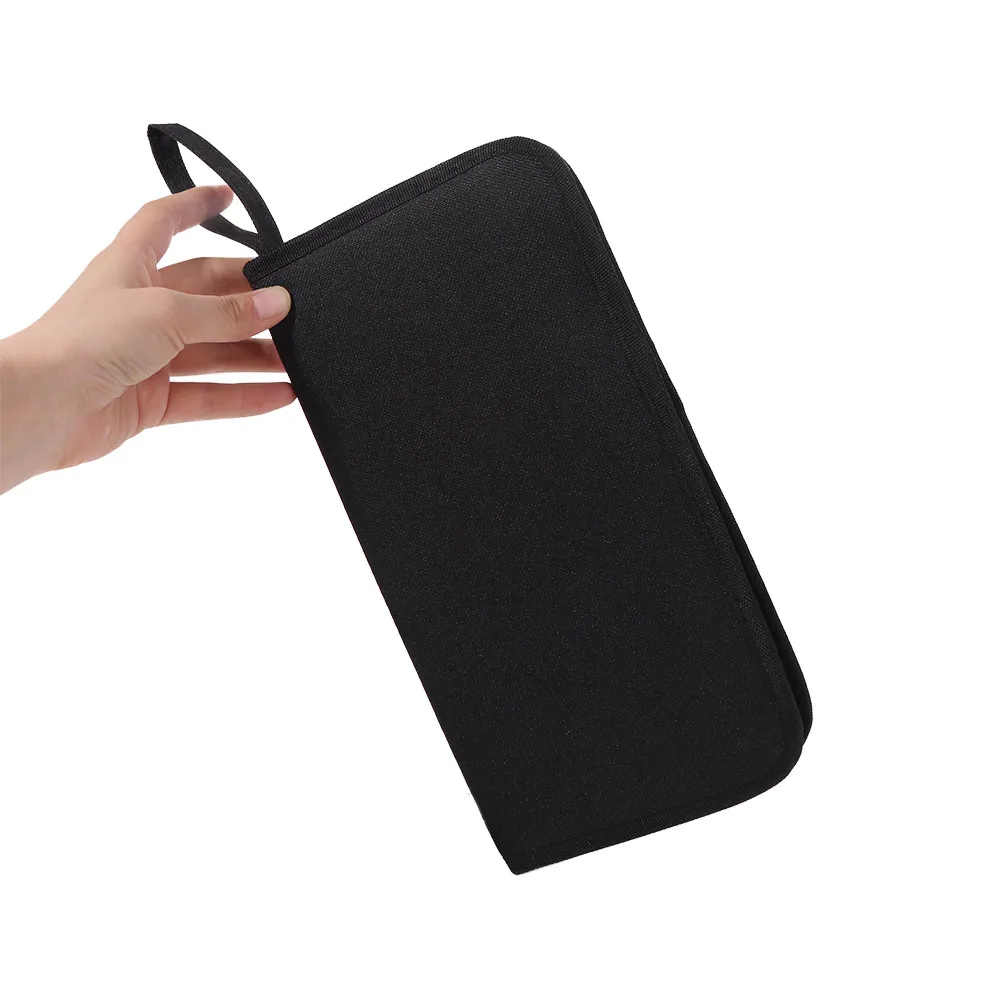 

Portable Paint Brush Holder Multifunctional Black Cosmetic Storage Bag 15 Holes with Zipper Brush Carrying Case Artist Supplies