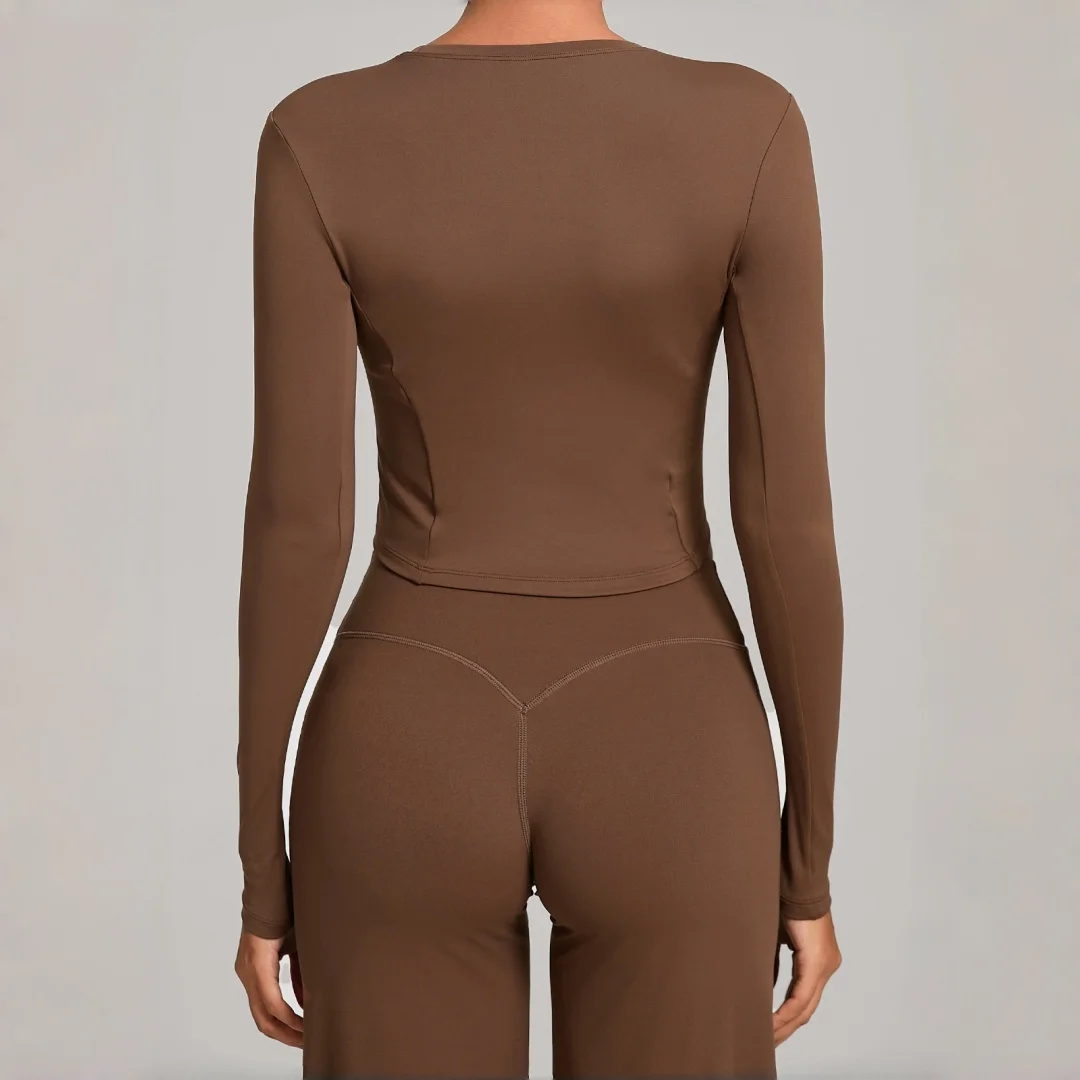 

Seamless Tight Yoga T-shirts Sports Fitness High-Intensity Dance Running Casual Winter Workout Clothes Gym Long-Sleeved Yoga Top