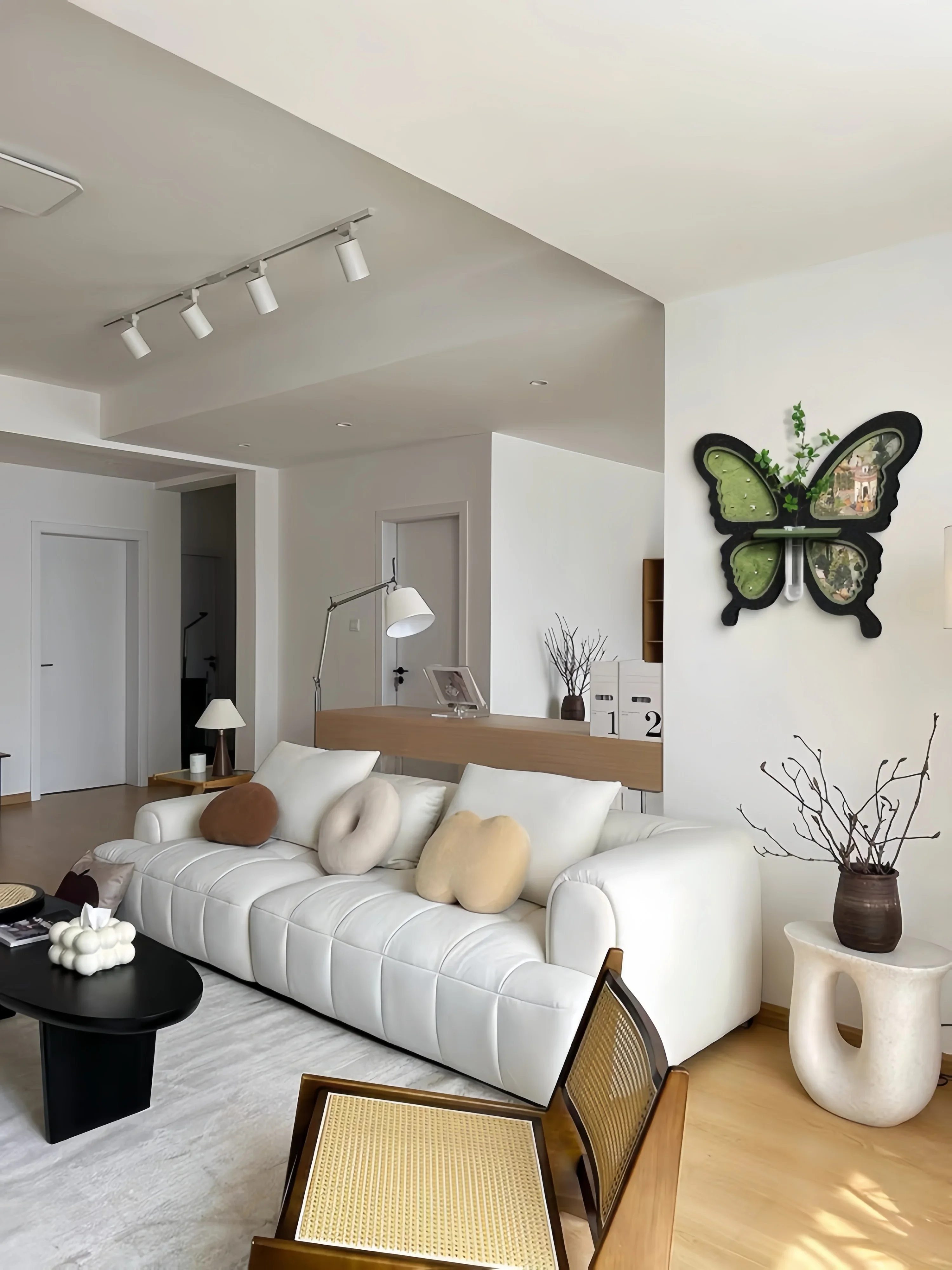 French Butterfly Living Room Decoration Painting Hydroponic Green Plant Hanging Painting Dining Room Sandstone Mural Painting