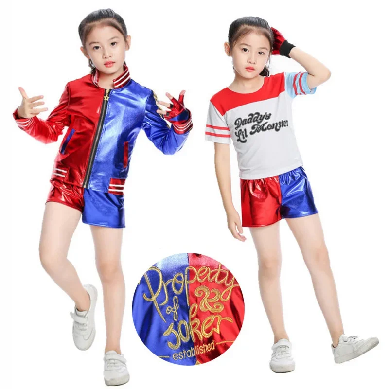 Костюмы для косплея самогубцев Harley Squad Monster, рубашка, куртка, брюки, браслет, пояс, ожерелье, перчатки, костюм на Хэллоуин