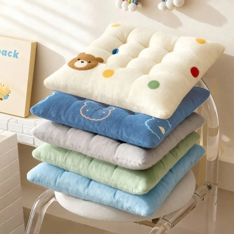 

Winter Thickened Plush Cushion For Students Universal For Classrooms Thick And Sturdy Chair Pad With Double Straps