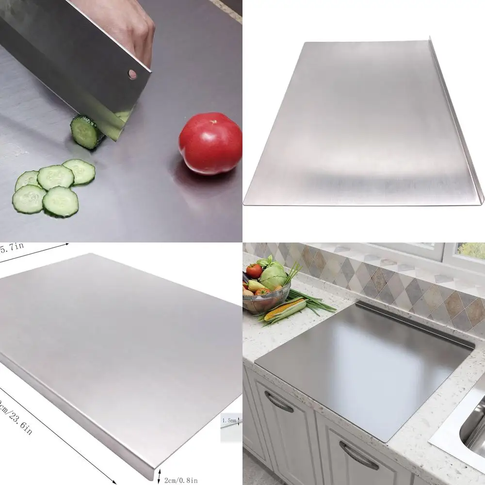 

Large Kitchen Stainless Steel Chopping Boards for Meat, Fruit, Veg, Bread, Baking - 60x40cm