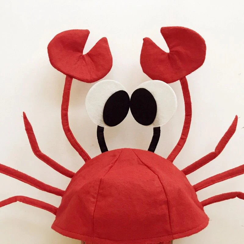 Adult Crab Hat Animal Headwear Costume Accessoriesfunny Crawfish Claws Antenna Cap Dress Up Theme Party Role Play Cosplay Prom