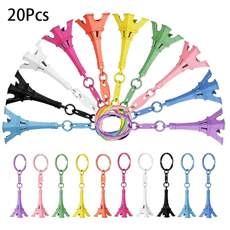 20Pcs Metal Keychain 3D Paris Tower Key Chain French Tourist Souvenirs For Promotional Gifts