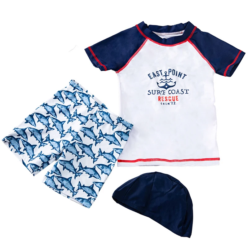 Swimsuit Boys UPF50 Baby Swimwear Shark Dinosaur UV Bathing Suit for Boy 3 Pcs Toddler Surfing Diving Suit Children\'s Rash Guard