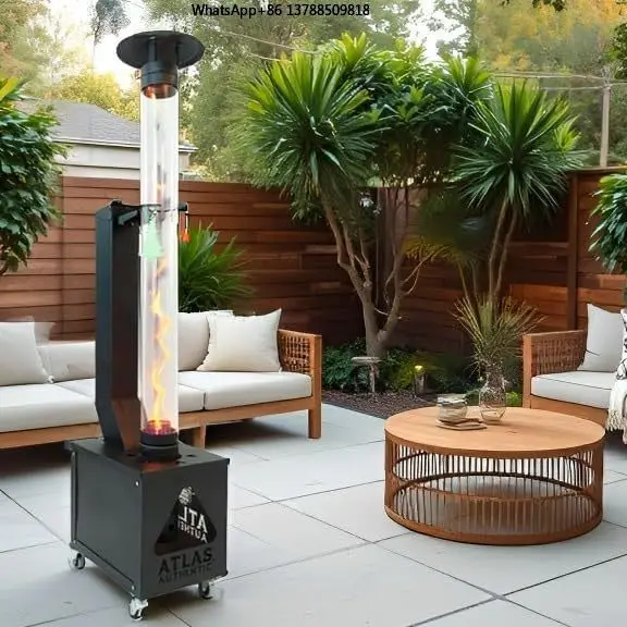 Cross-border Rocket Launcher Integrated Particle-Free Cylindrical 6.5kW Outdoor Pellet Furnace Accessories Landscape Real Fire