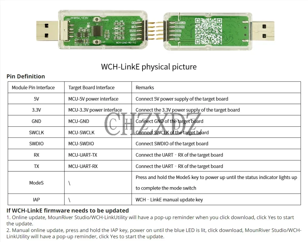 WCH LinkE Online Descarga Depurador Suporte WCH RISC-V Arquitetura MCU/SWD Interface ARM Chip 1 Porta Serial para Canal USB