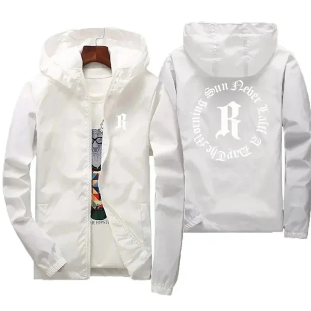 

2025 Spring and Autumn brand Hooded Jacket men's printed casual zipper sweatshirt Trench coat Men's sportswear Fashion jacket