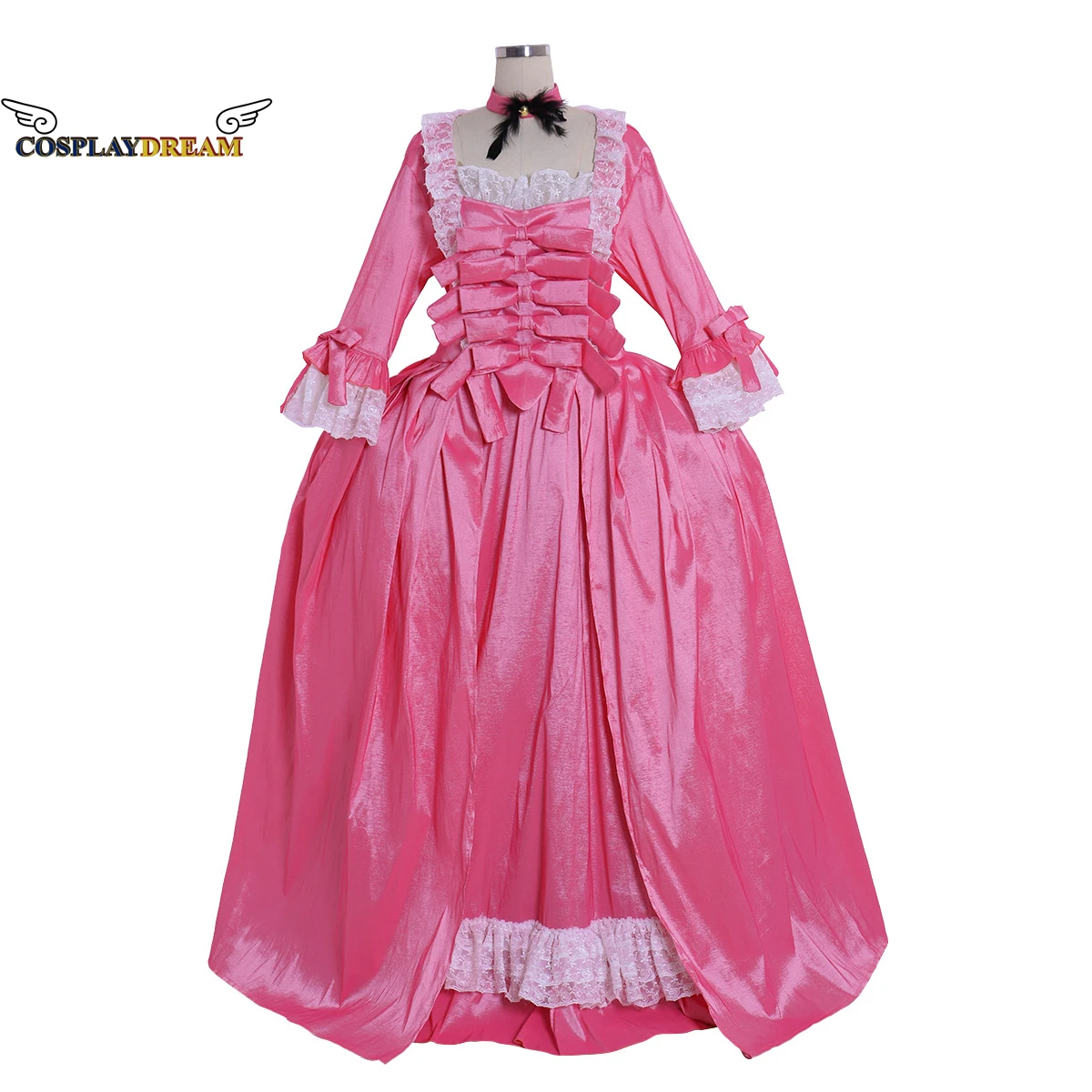 

Pink Rococo Royal Court Noble Dress Medieval Clothing Pink Ball Gown with Neck Band Medieval Baroque Fancy Party Dress Suit