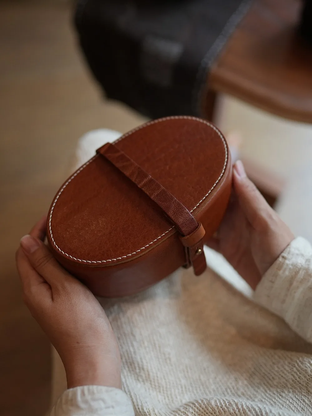 Genuine Top-grain Leather Travel Portable Jewelry Storage Box,  Tea Set Storage Bag, Large-capacity Bracelet Organizer
