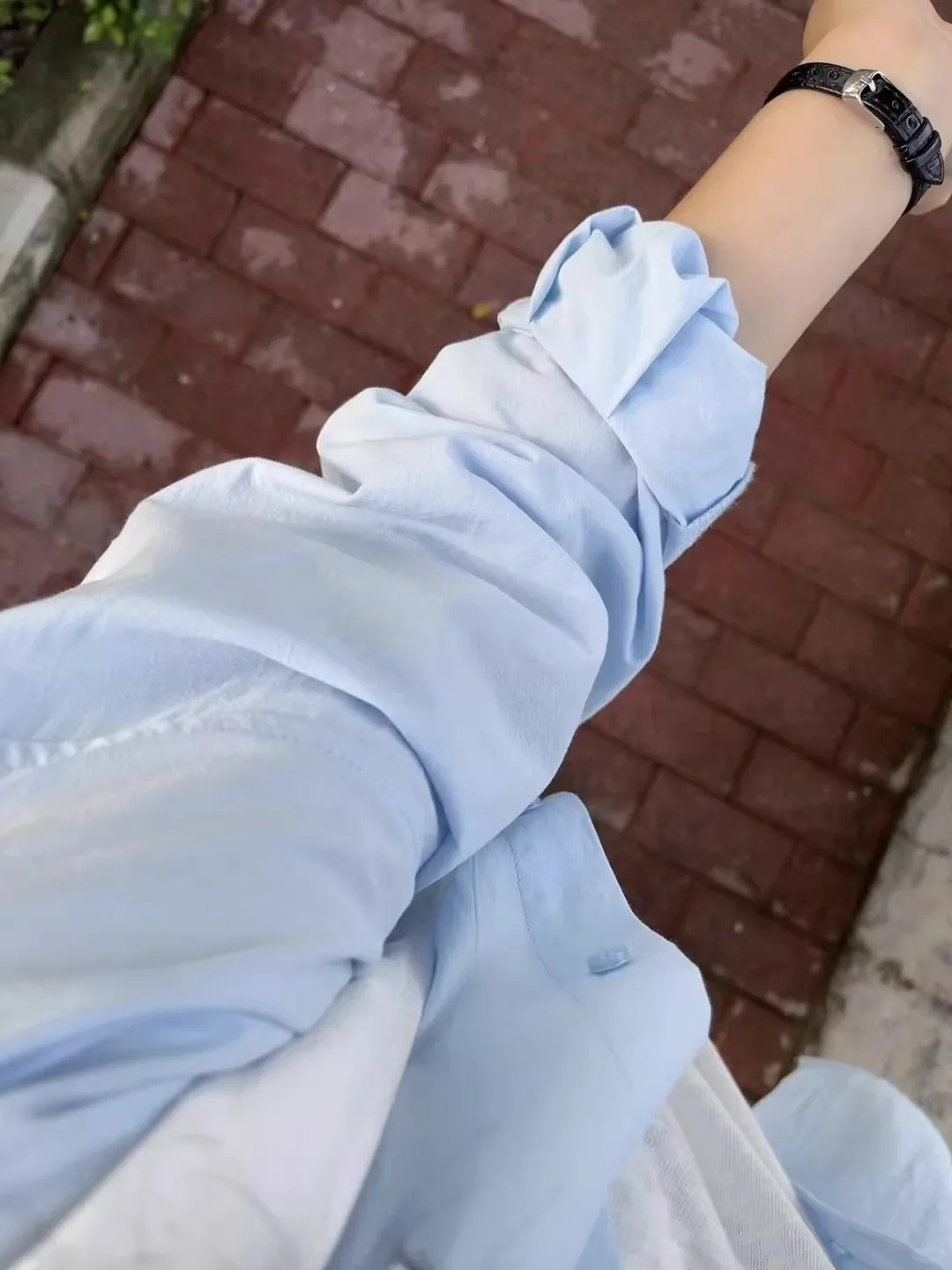 Salt Blue Summer New Style Women's Loose Slimming Shirt Strap Lightweight Spring Autumn Outerwear Commute Style Breathable