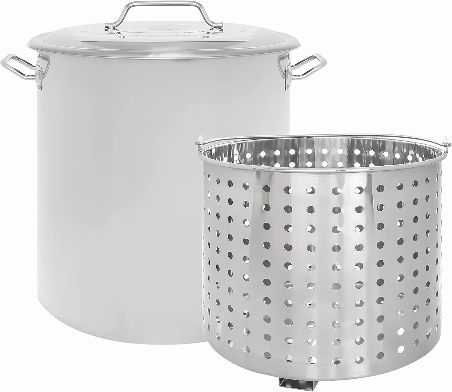 Stainless Steel Stock Pot w/Steamer Basket. Cookware great for boiling and steaming (160 Quart)