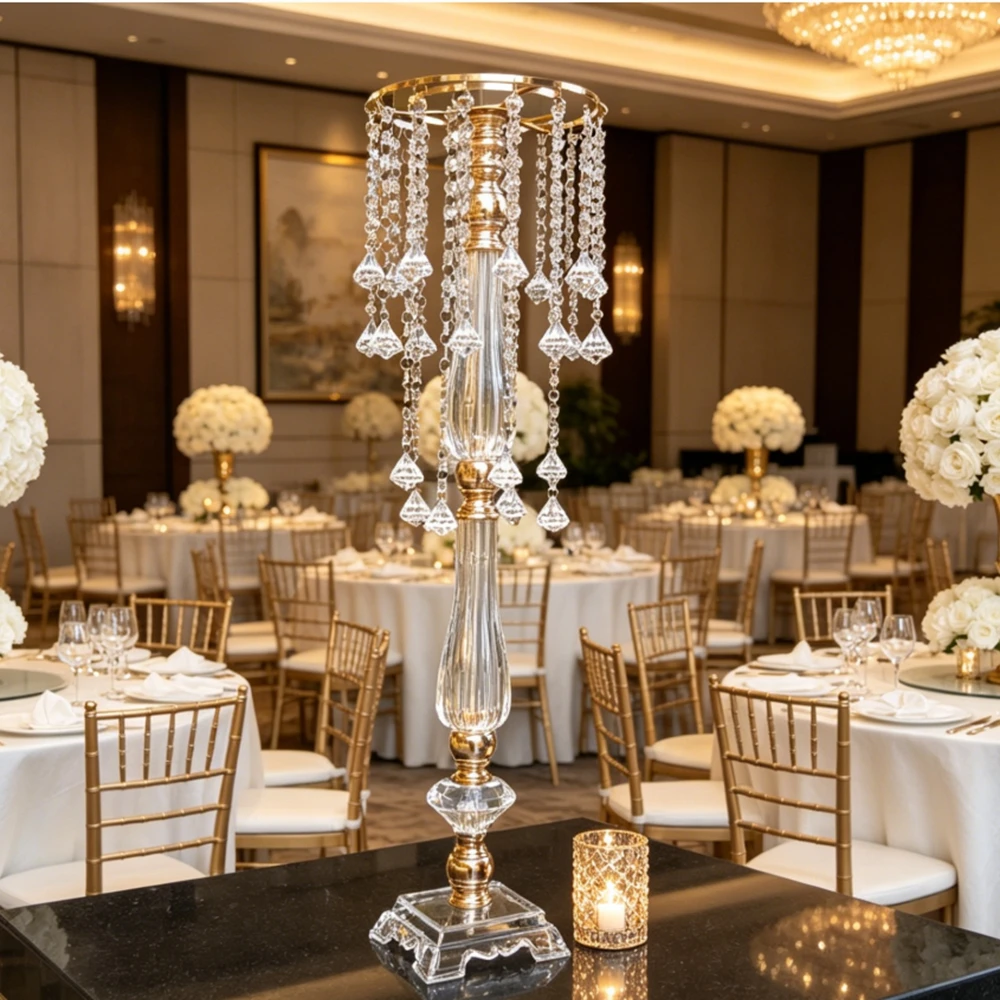3-10ps)60cm-100cm)Candelabra acrylic Crystal Candlestick Candle Holder Centerpieces for Wedding Table Decoration