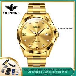 OUPINKE Real Diamond High-End Fully Automatic Watches for Men Top Luxury Brand Imported Swiss Movement Mechanical Wristwatch Man