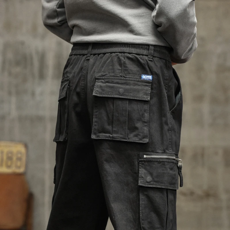 جديد الخريف سراويل تقليدية للرجال جيوب كبيرة فضفاضة تناسب ملابس العمل المريحة السراويل ماجيك الشريط مكبل فضفاض حجم متنوعة #4