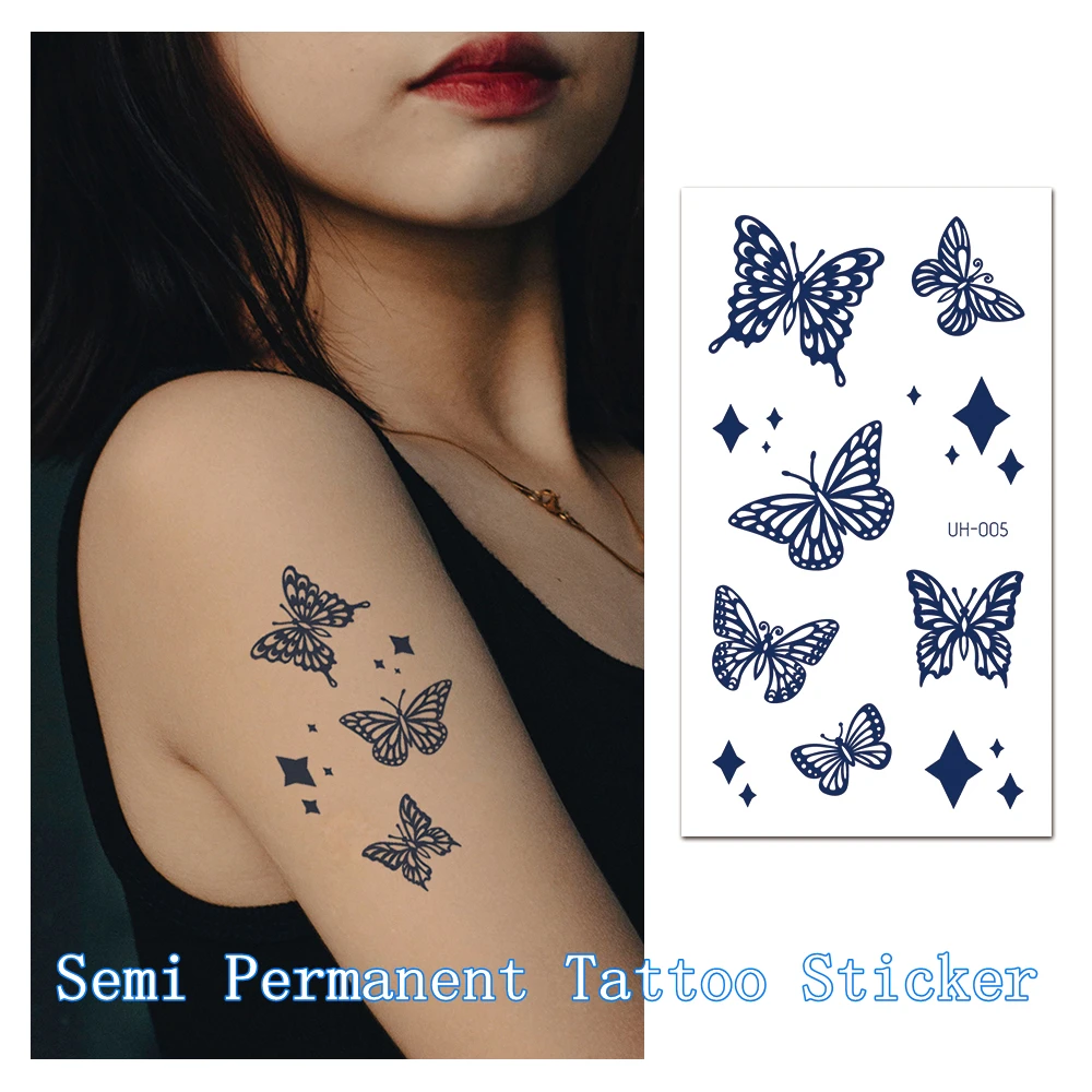 Butterfly Cute Long Time Semi Permanent Tattoo Sticker Waterproof Temporary Arm Body Art Fake Tattoos Man Women Makeup Products