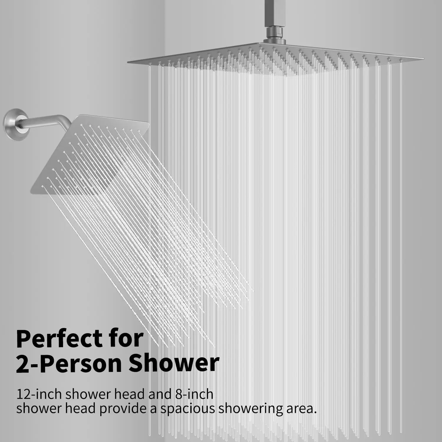 Duschset in gebürsteter Nickelfarbe mit Digitalanzeige, thermostatisches Duschsystem, Badezimmer-Duschset