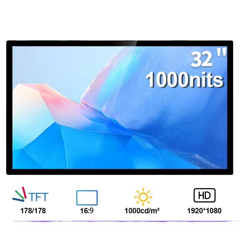 Factory price 32 inches 1920 * 1080 1000Nits front IP65 panel waterproof touch screen monitor