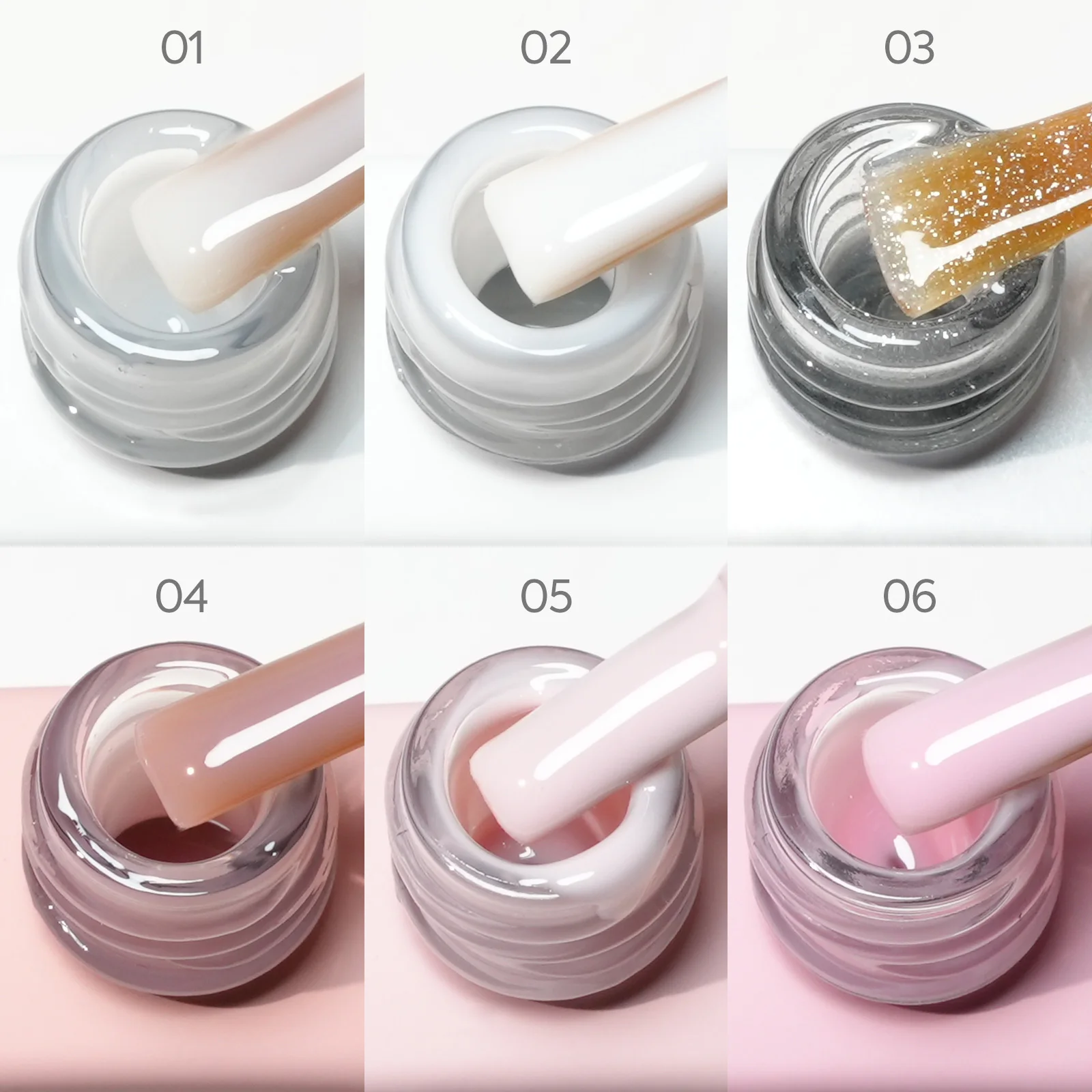 CANNI Base in gomma colorata Set gel per unghie Quick Builder HEMA FREE TPO FREE Jelly Nude 6 pezzi 9ml Gel UV LED Soak Off Gel Nail Art Gel