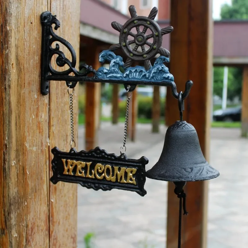 European Mediterranean Style Cast Iron Crafts Iron Art Welcome Doorbell Courtyard Garden Decoration Door Bell Rudder