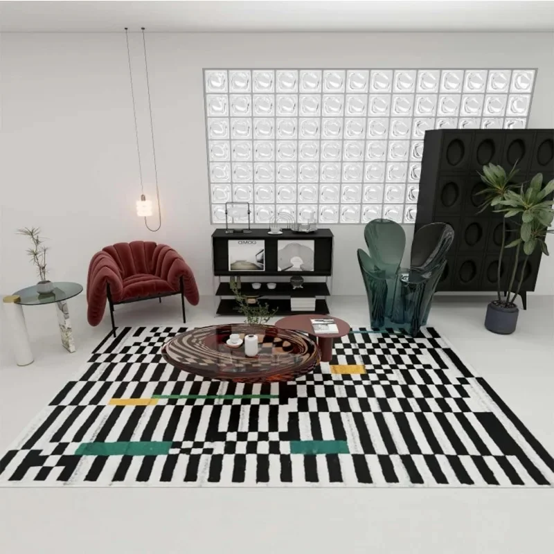 Black and White Checkerboard Plaid Carpet Home Kitchen Floor Mat Anti-slip Washable Doorway Area Rugs Hallway Bedroom Decor Mats