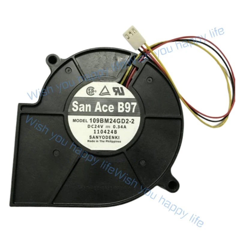 L... For Sanyo Denki 109BM24GD2-2 DC 24V 0.34A 97x97x33mm 3-Wire Server Cooling Fan